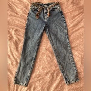 Trendyol Mom Jeans With Chiffon Scarf Tie Belt Sz 4